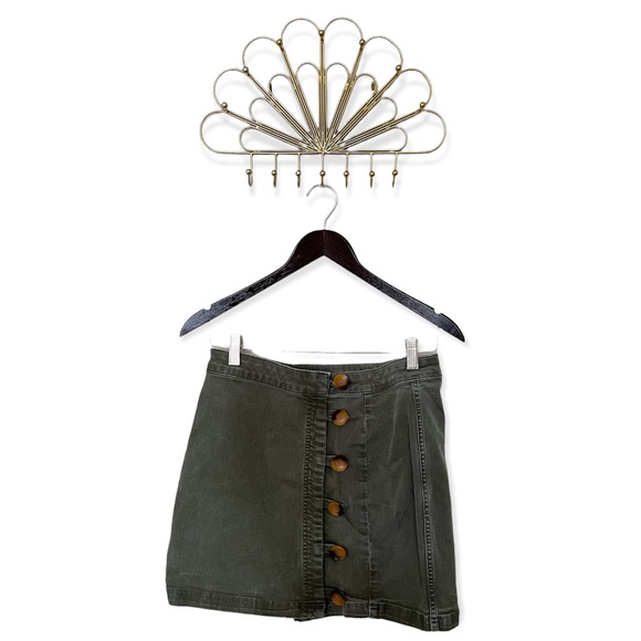 Free People Green Button Mini Skirt - Picture 1 of 5